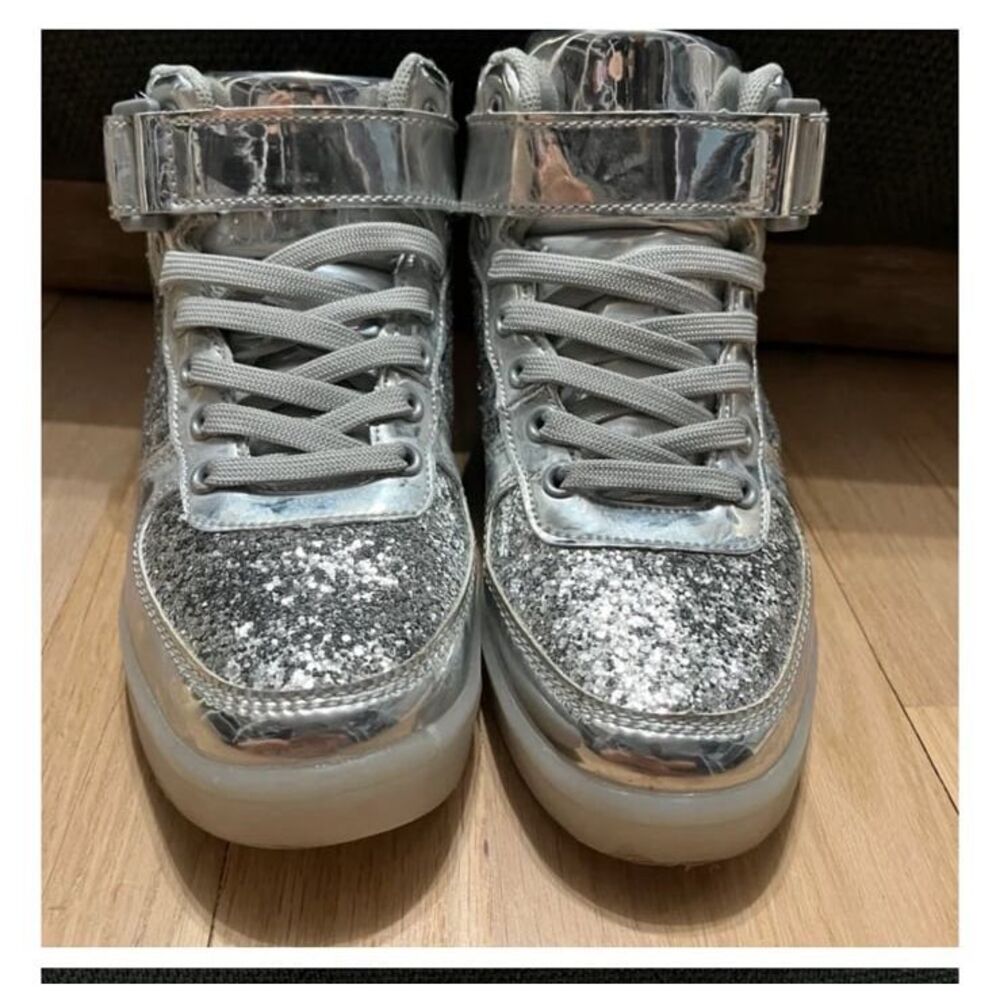 Sneakers women's 7.5 sparkle‎ silver high tops ODEMA